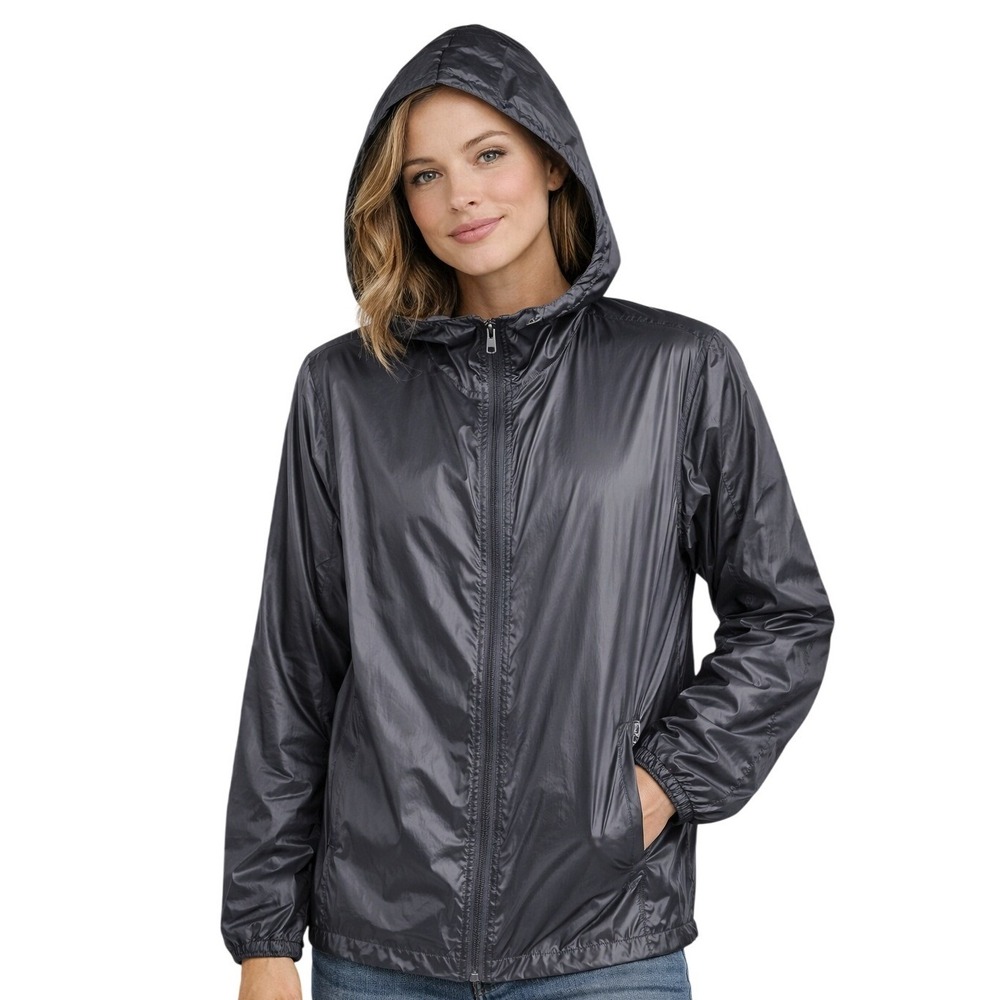 Fabletics Raincoat Gray Hooded Full Zip Lightweight Womens Jacket Women Size XXS